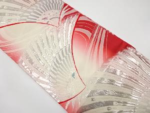 孔雀模様織り出し　リバーシブル全通　袋帯